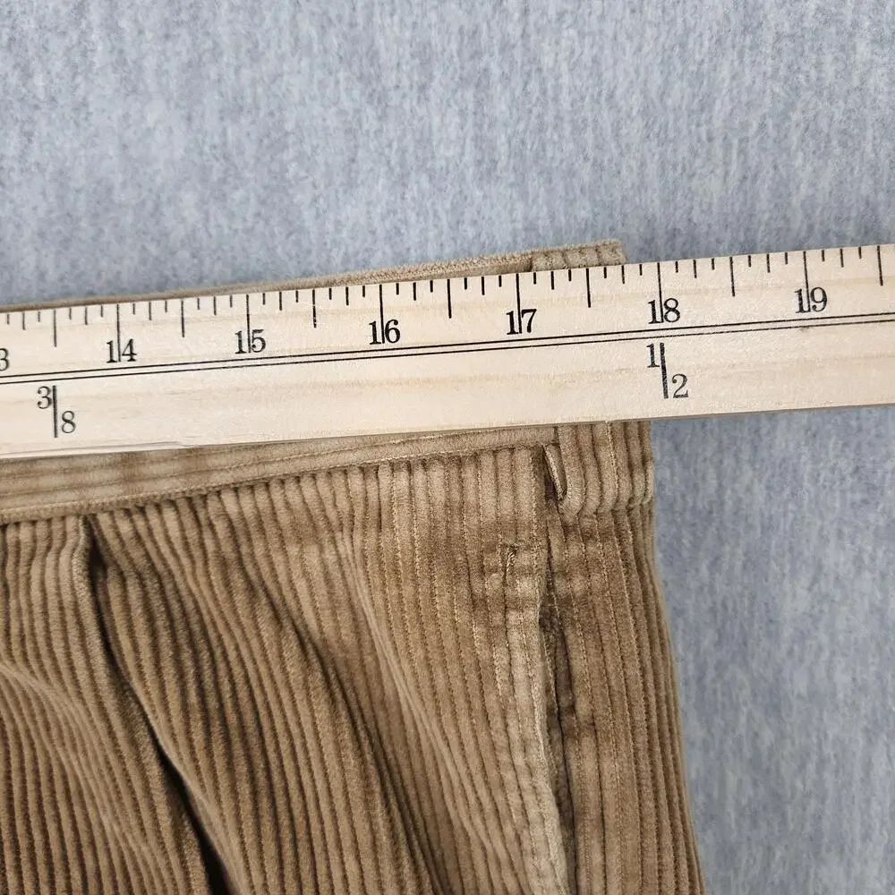 LL Bean Corduroy Pants Mens 35 (35x30) Tan Classic Fit Pleated Front Wide Wale
